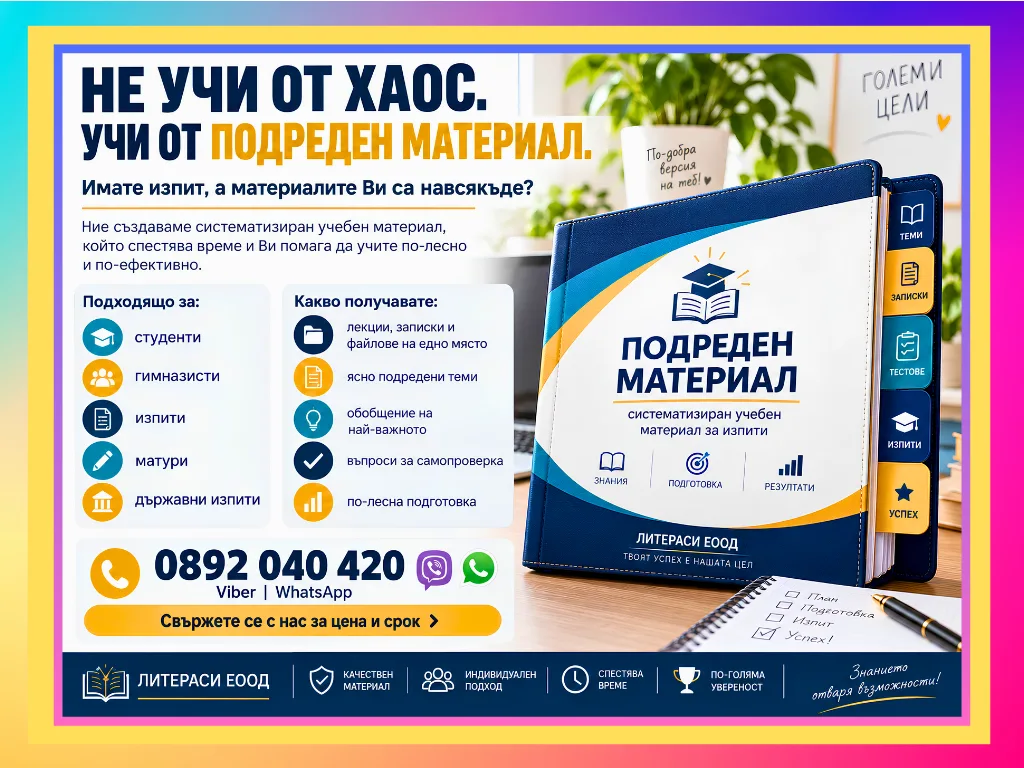 Систематизиране и обобщаване на учебен материал за изпити