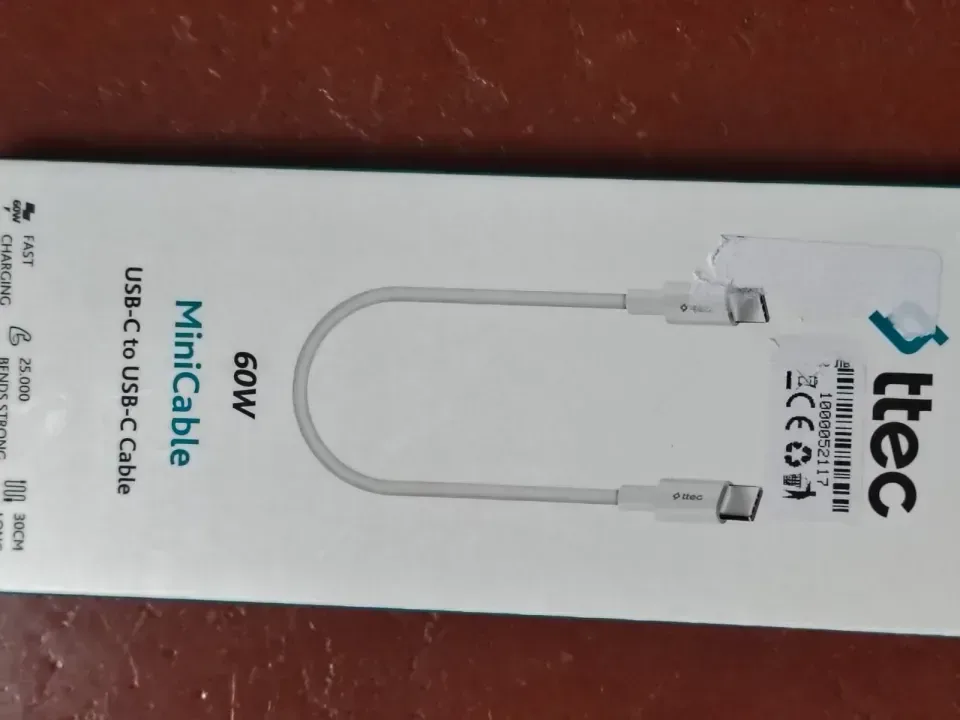 Обратен кабел за данни, USB тип C към Lightning, 20 см, бял
