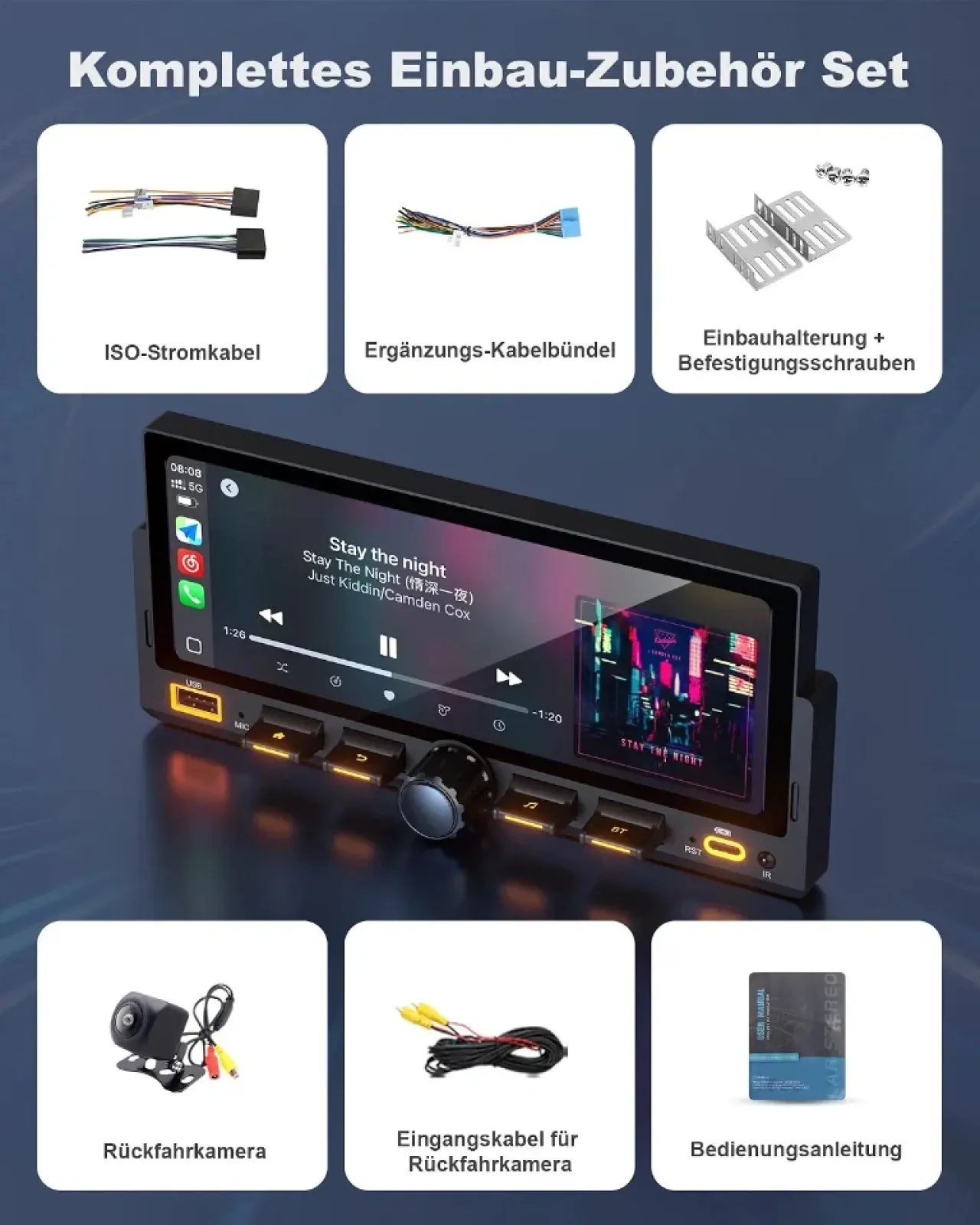 6,9-инчово 1 DIN автомобилно радио с DAB+, безжичен CarPlay и Android Auto