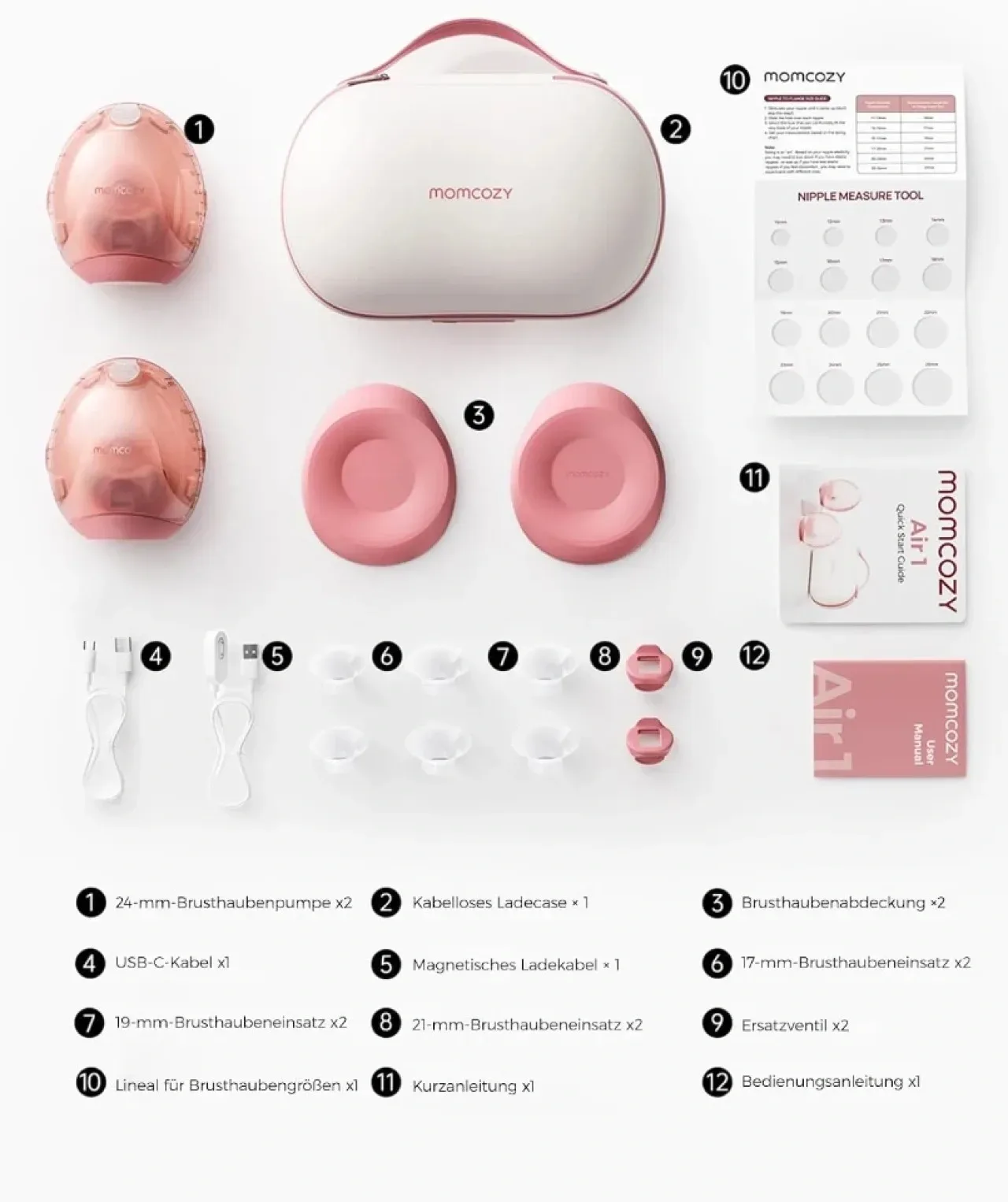 Двойна безжична помпа за кърма Momcozy Air 1 с приложение